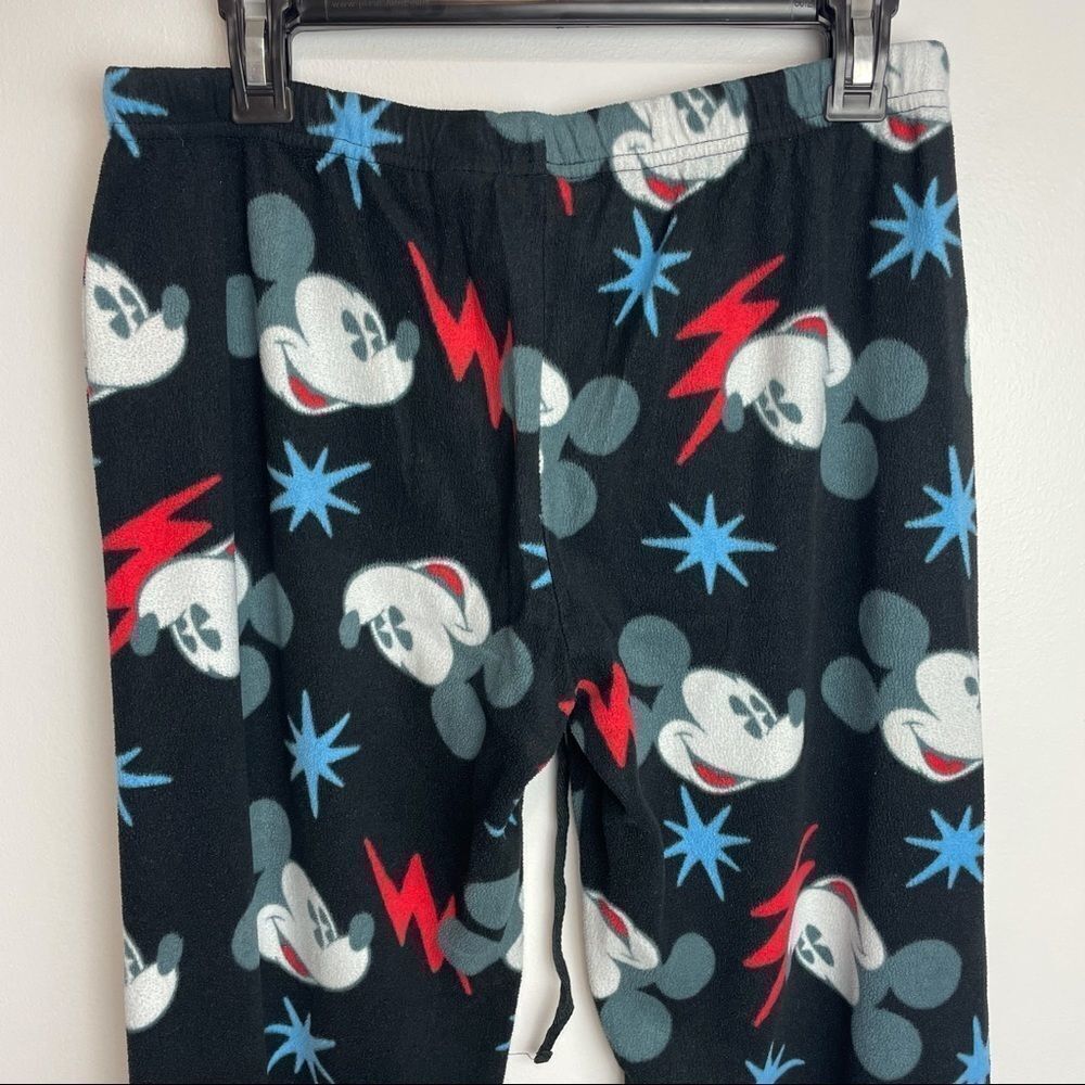 Disney Solid Black Mickey Mouse Graphic Pajama Pants Elastic Waist Band size L - Picture 10 of 11